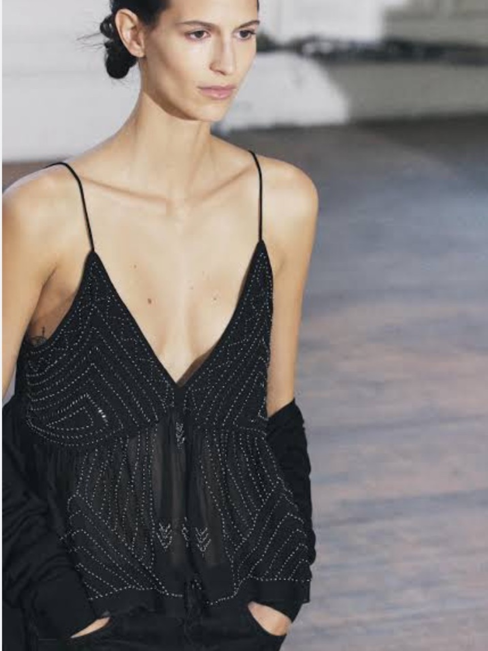 Zara NWT ZW Collection black rhinestone camisole tank 2903/240